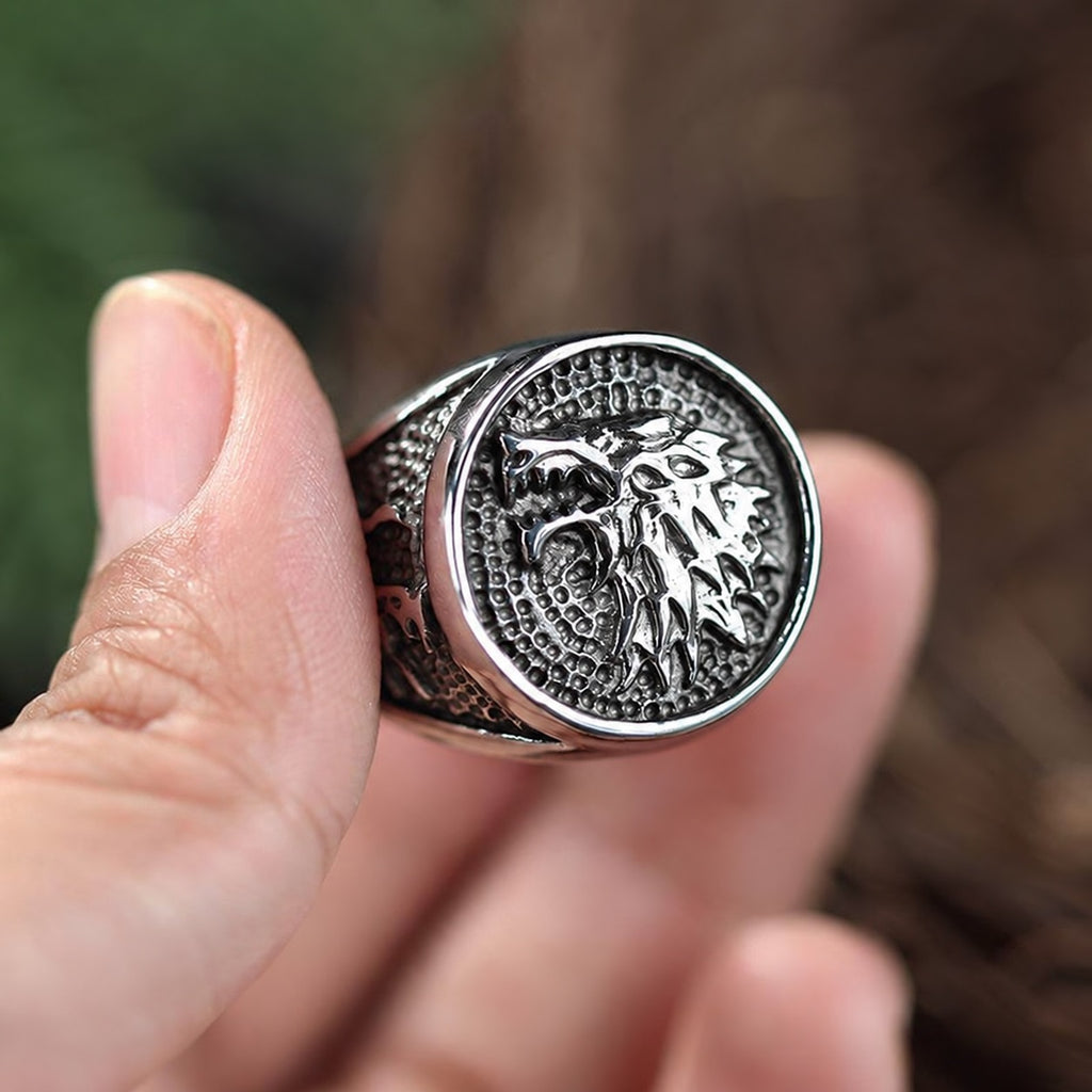 Growling Direwolf Ring in Stainless Steel