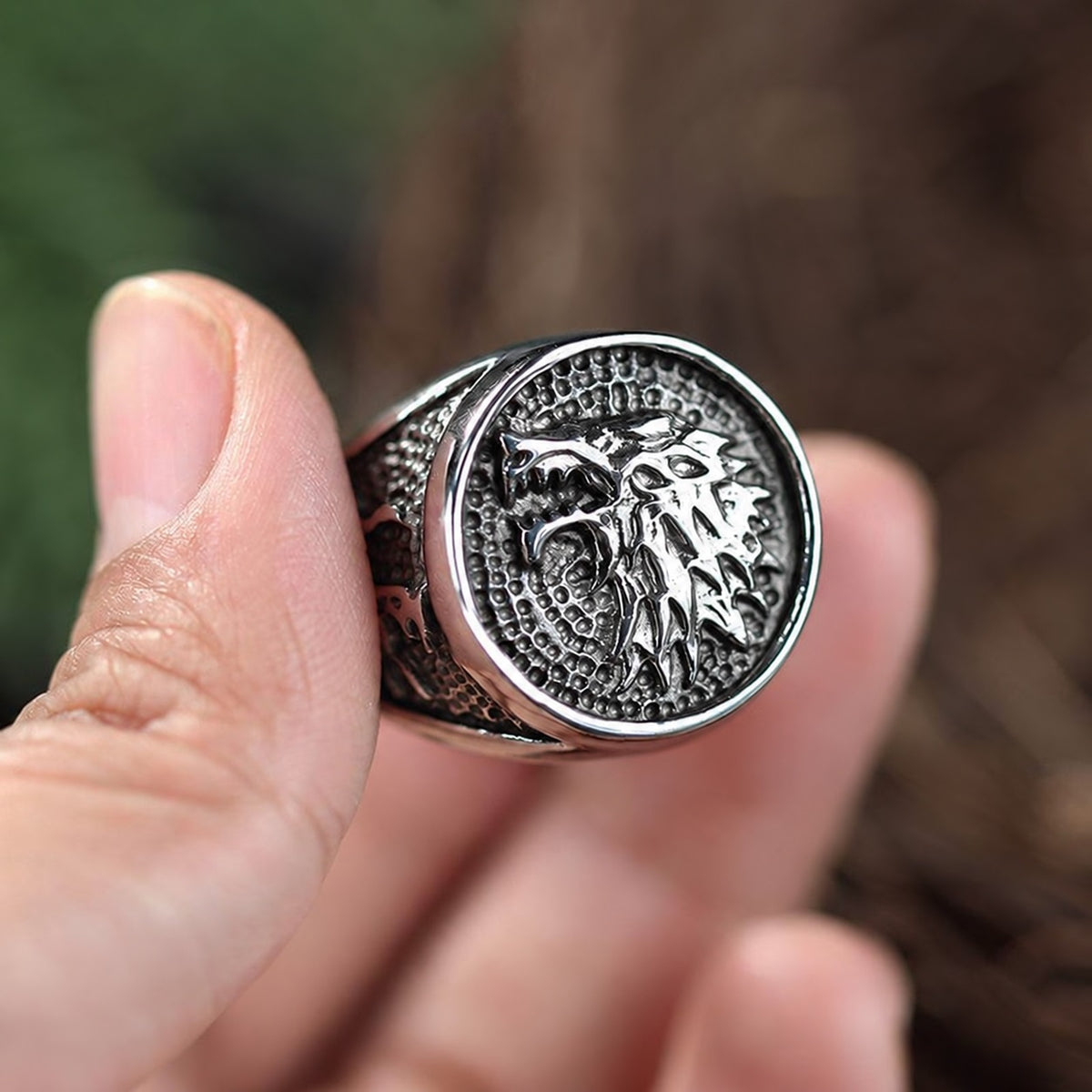 Growling Direwolf Ring in Stainless Steel