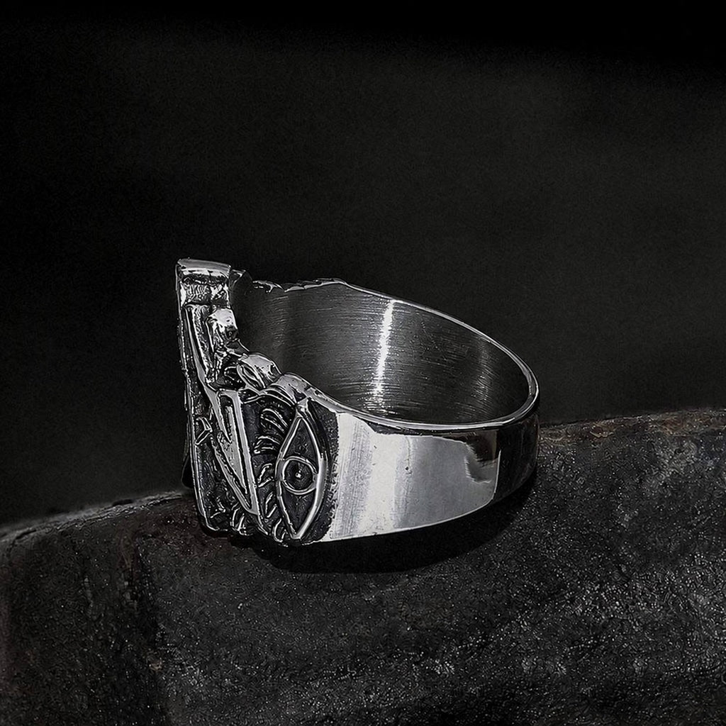Classic Masonic Symbol Freemason Ring in Stainless Steel