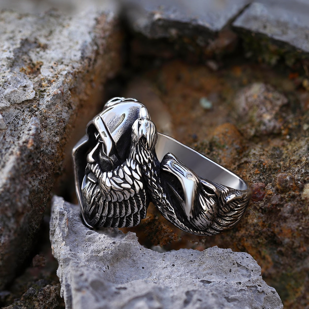 Mythology Odin Wolf Viking Ring in Stainless Steel