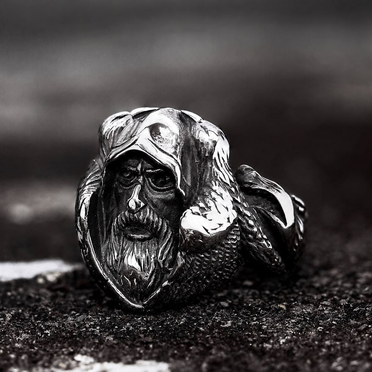 Mythology Odin Wolf Viking Ring in Stainless Steel