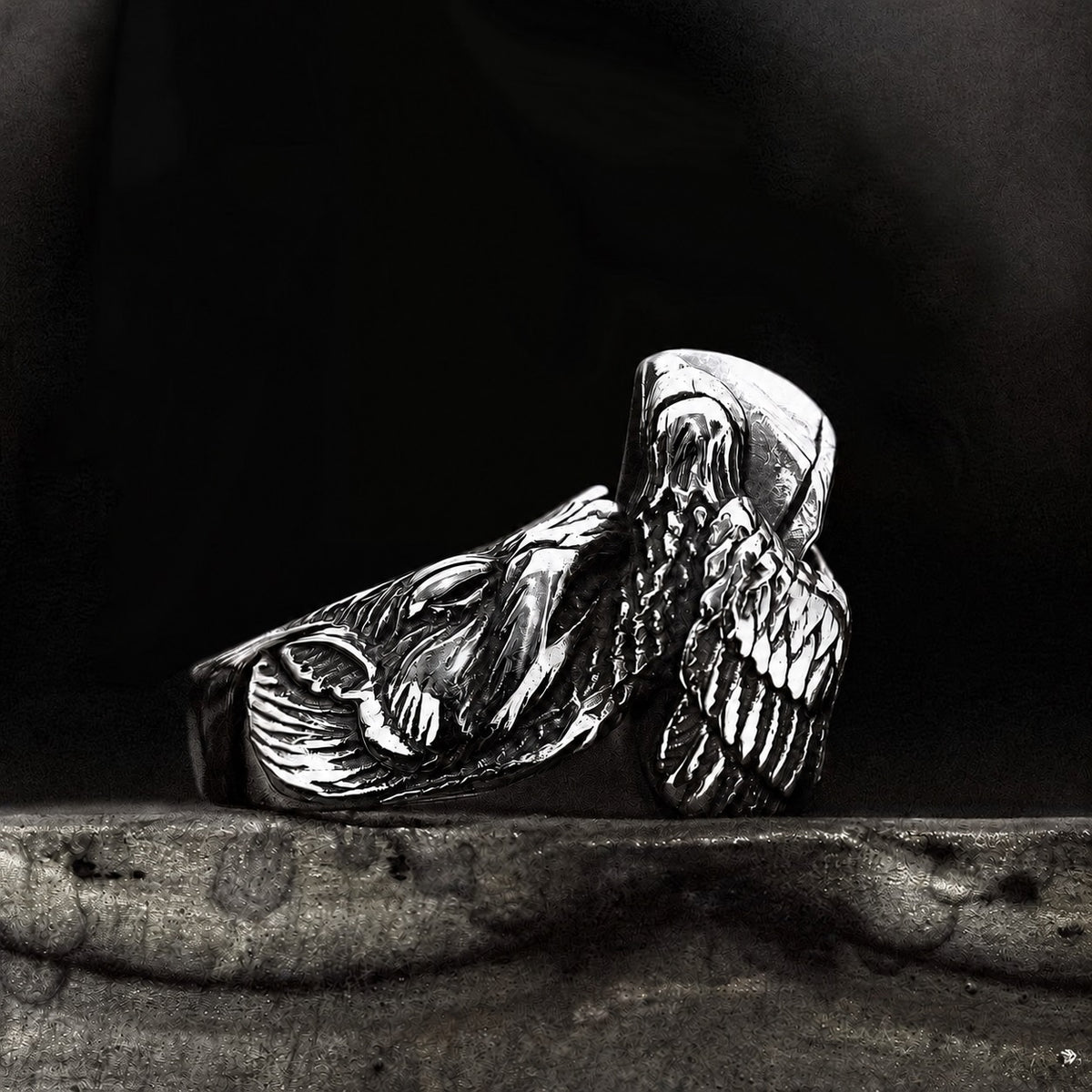 Mythology Odin Wolf Viking Ring in Stainless Steel