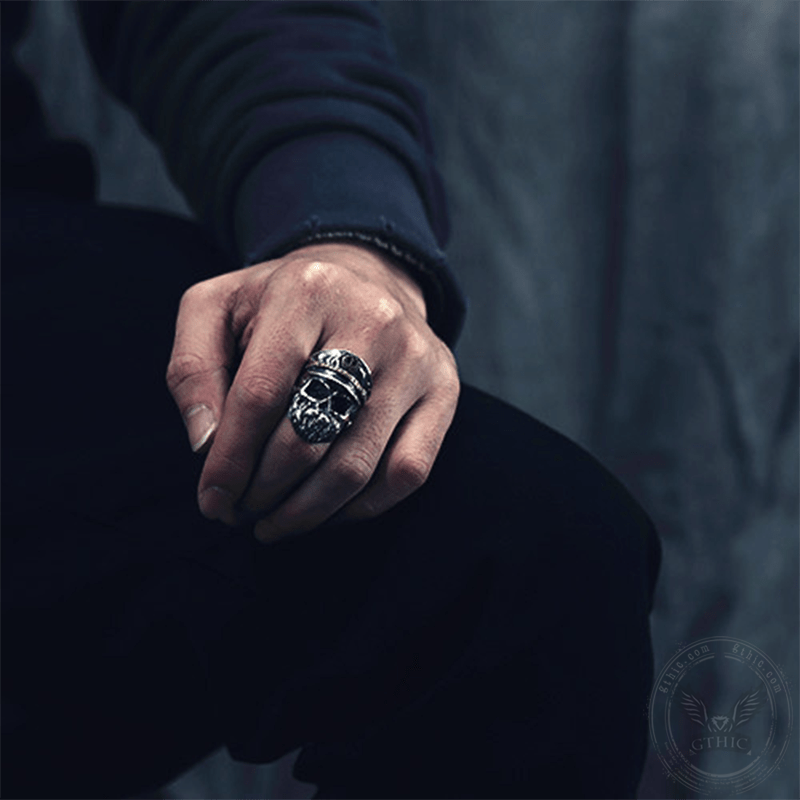 Navy Captain Sterling Silver Skull Ring