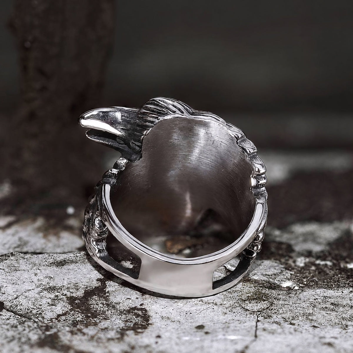 Odin Ravens Huginn and Munin Viking Ring in Stainless Steel