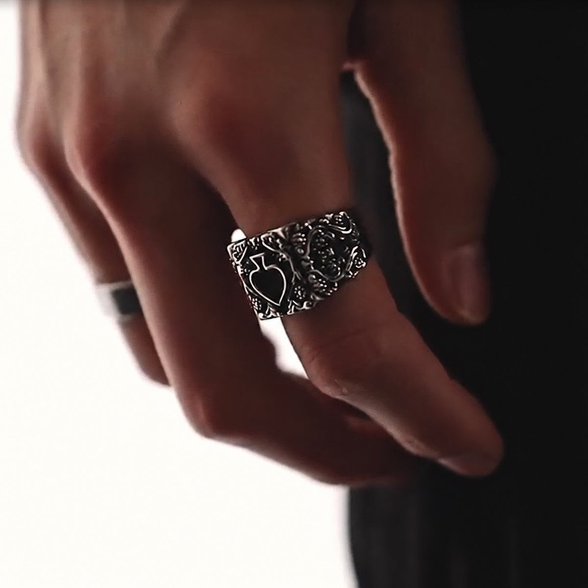 Poker Spades Biker Ring in Stainless Steel
