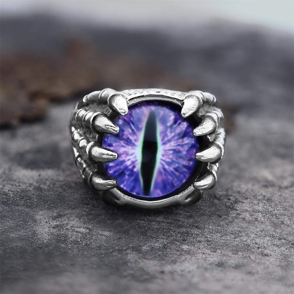 Dragon Eye Stainless Steel Skull Claw Ring