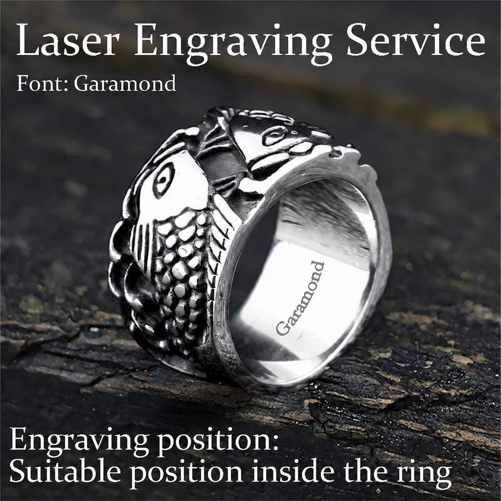 Relief Fish Ring in Stainless Steel