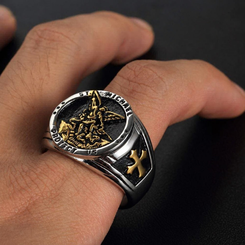 Archangel Saint Michael Ring in Stainless Steel
