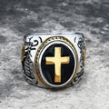 Retro Cross Religious Ring in Stainless Steel