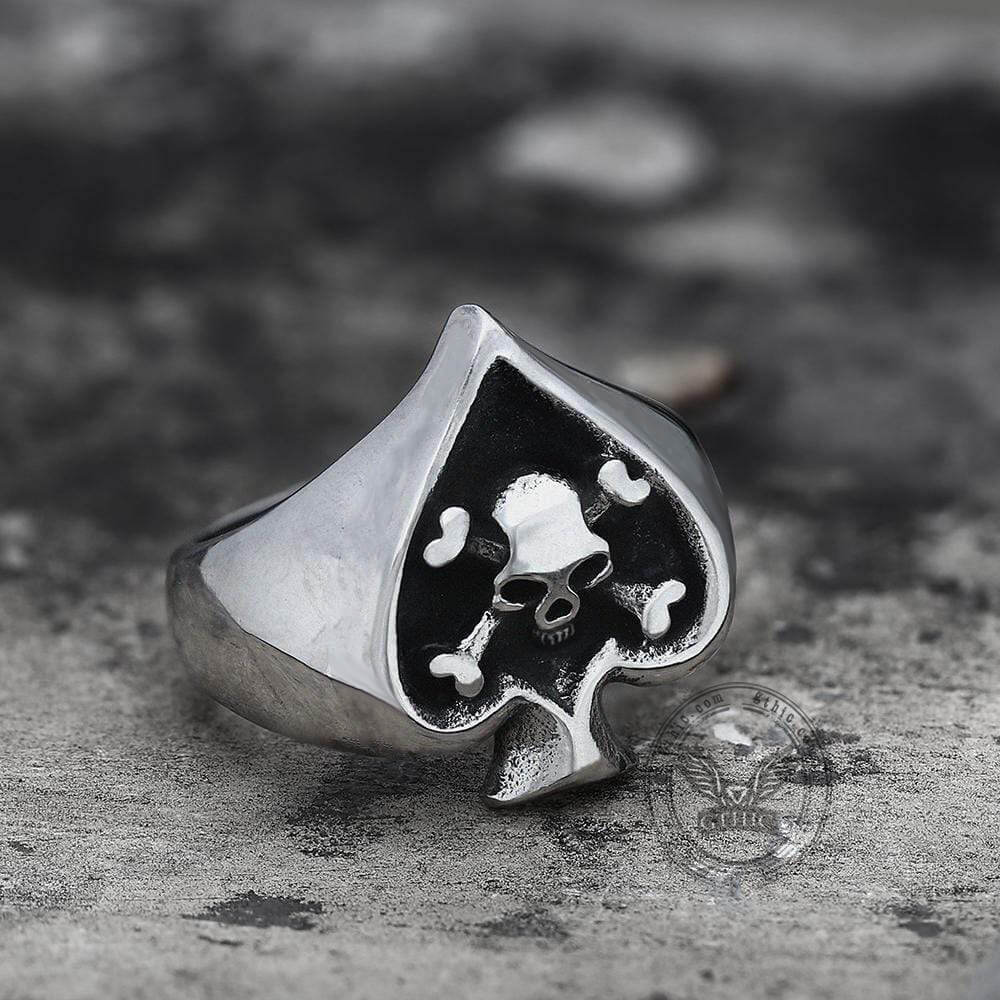 Spades Stainless Steel Skull Ring