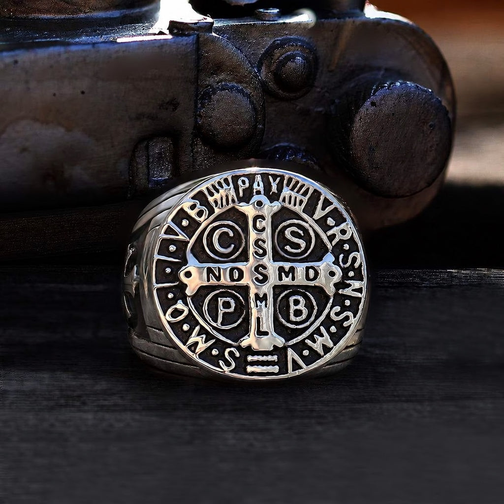 St. Benedict Cross Ring in Stainless Steel