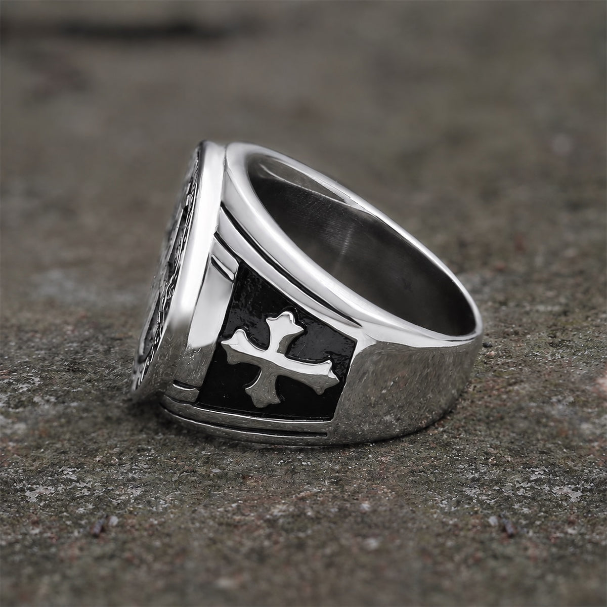 St. Benedict Cross Ring in Stainless Steel