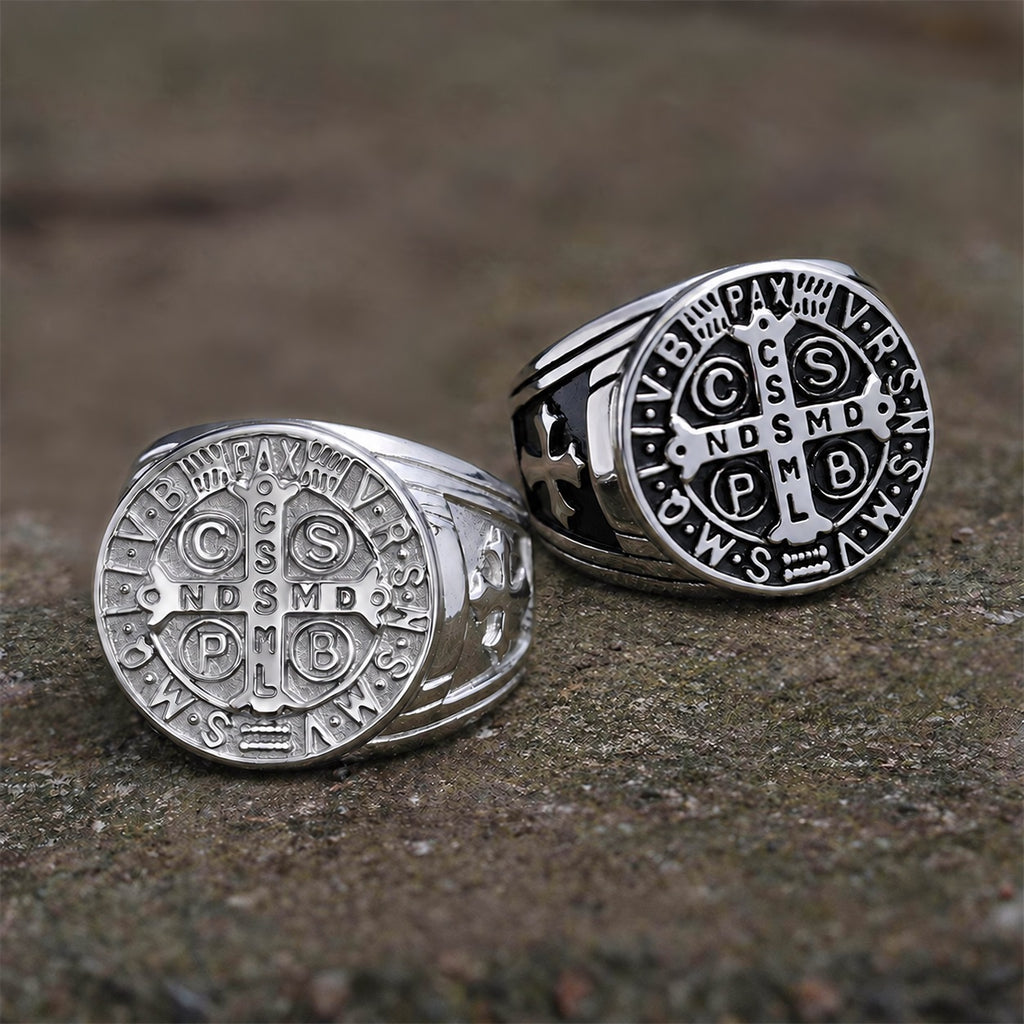 St. Benedict Cross Ring in Stainless Steel