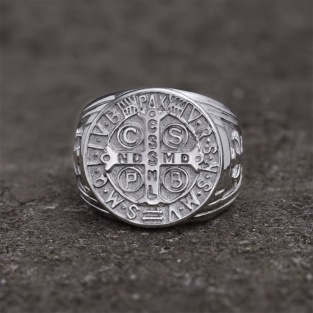 St. Benedict Cross Ring in Stainless Steel