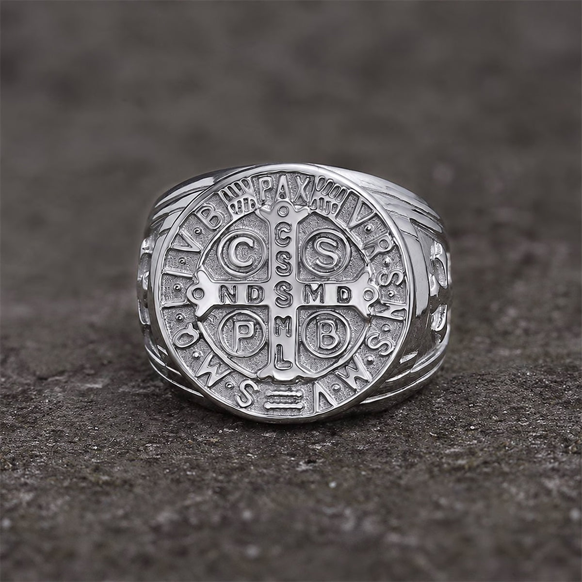St. Benedict Cross Ring in Stainless Steel