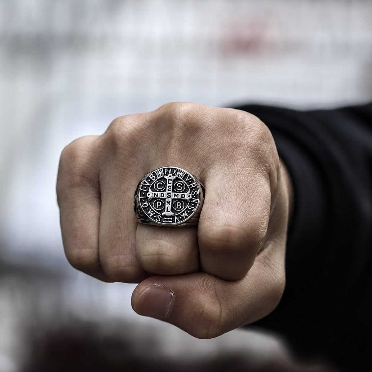 St. Benedict Cross Ring in Stainless Steel