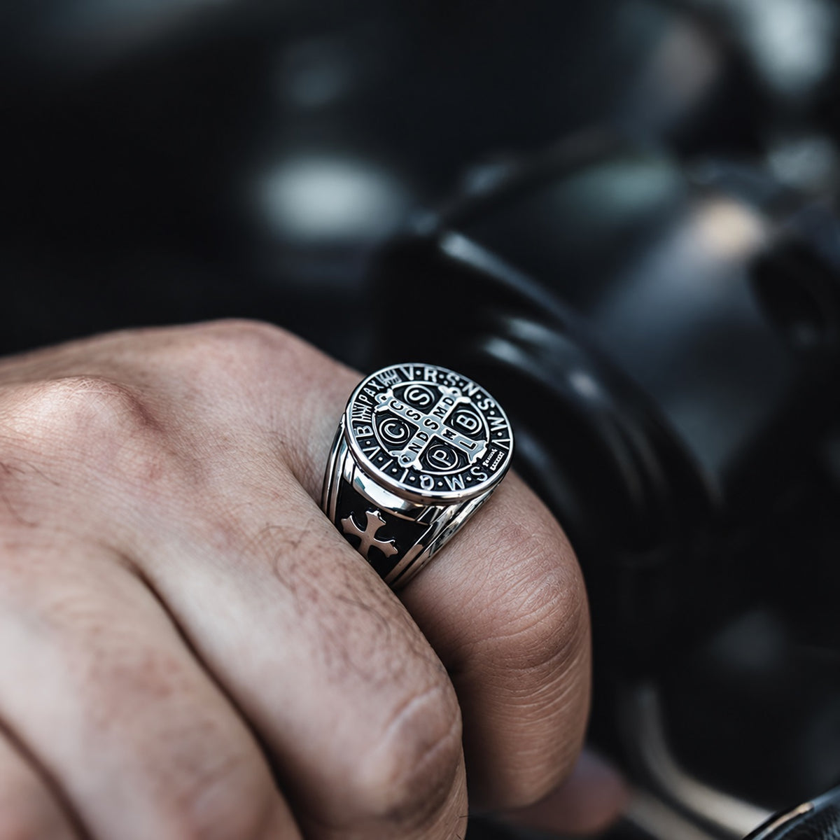 St. Benedict Cross Ring in Stainless Steel