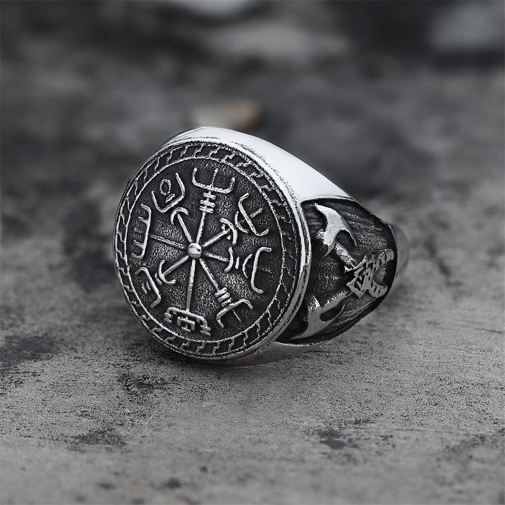 Viking Compass Vegvisir Ring in Stainless Steel