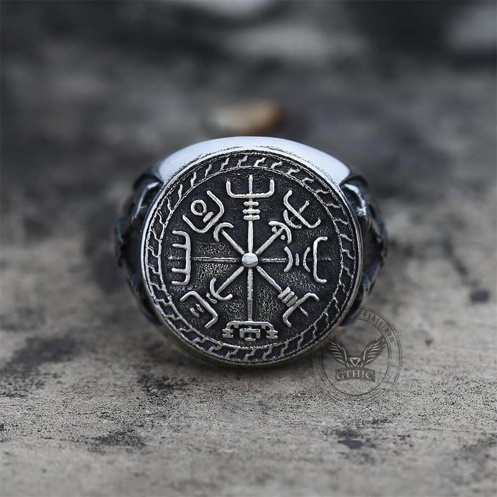 Viking Compass Vegvisir Ring in Stainless Steel
