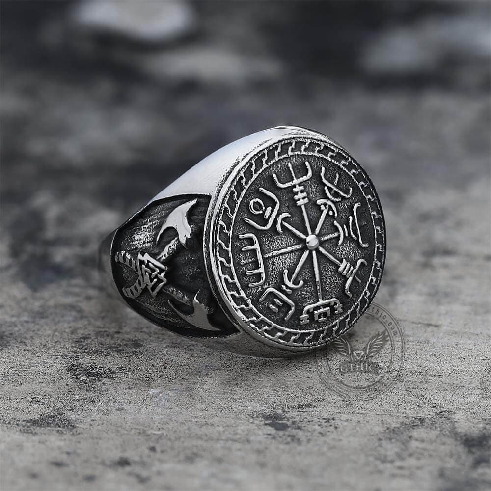 Viking Compass Vegvisir Ring in Stainless Steel