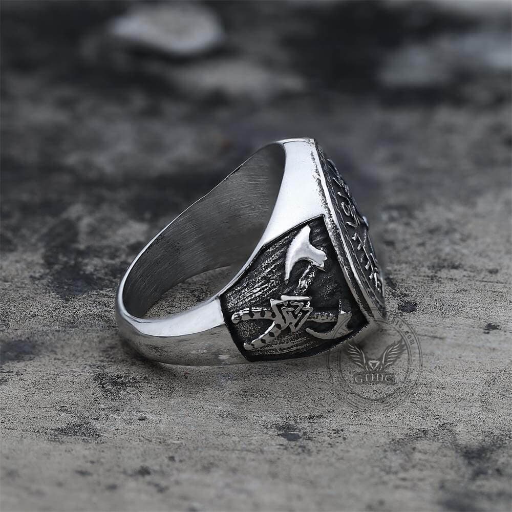 Viking Compass Vegvisir Ring in Stainless Steel