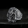 Vintage Cross Pattern Stainless Steel Skull Ring