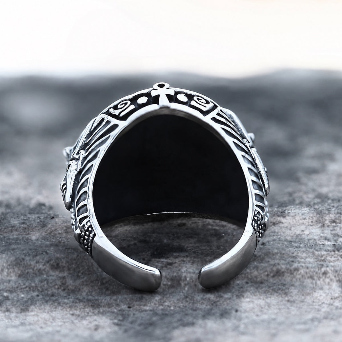 Ancient Egyptian Pharaoh Horus Tutankhamun Ring in Stainless Steel