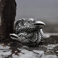 Odin Ravens Huginn and Munin Viking Ring in Stainless Steel