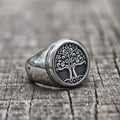 Tree of Life Signet Viking Ring in Stainless Steel