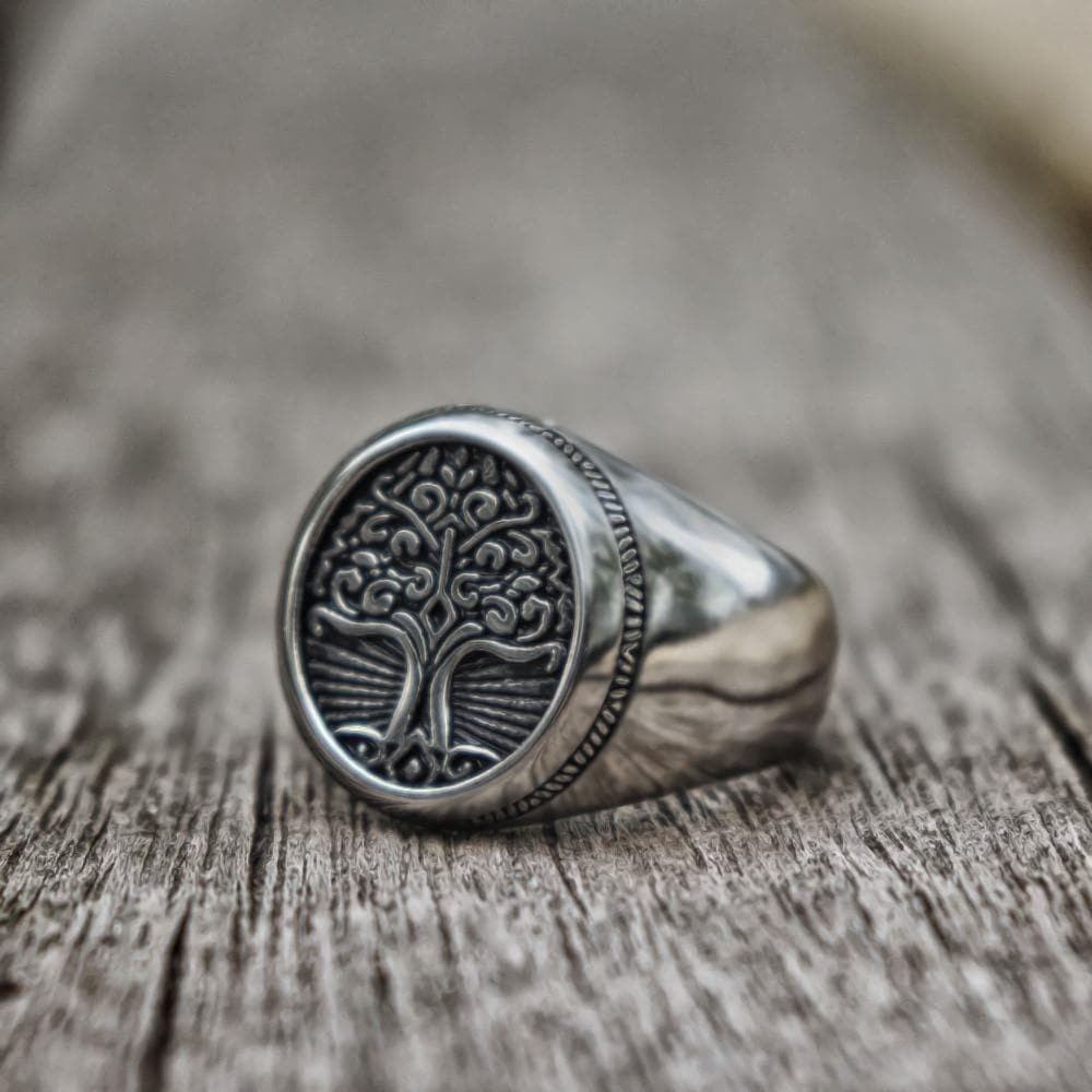 Tree of Life Signet Viking Ring in Stainless Steel