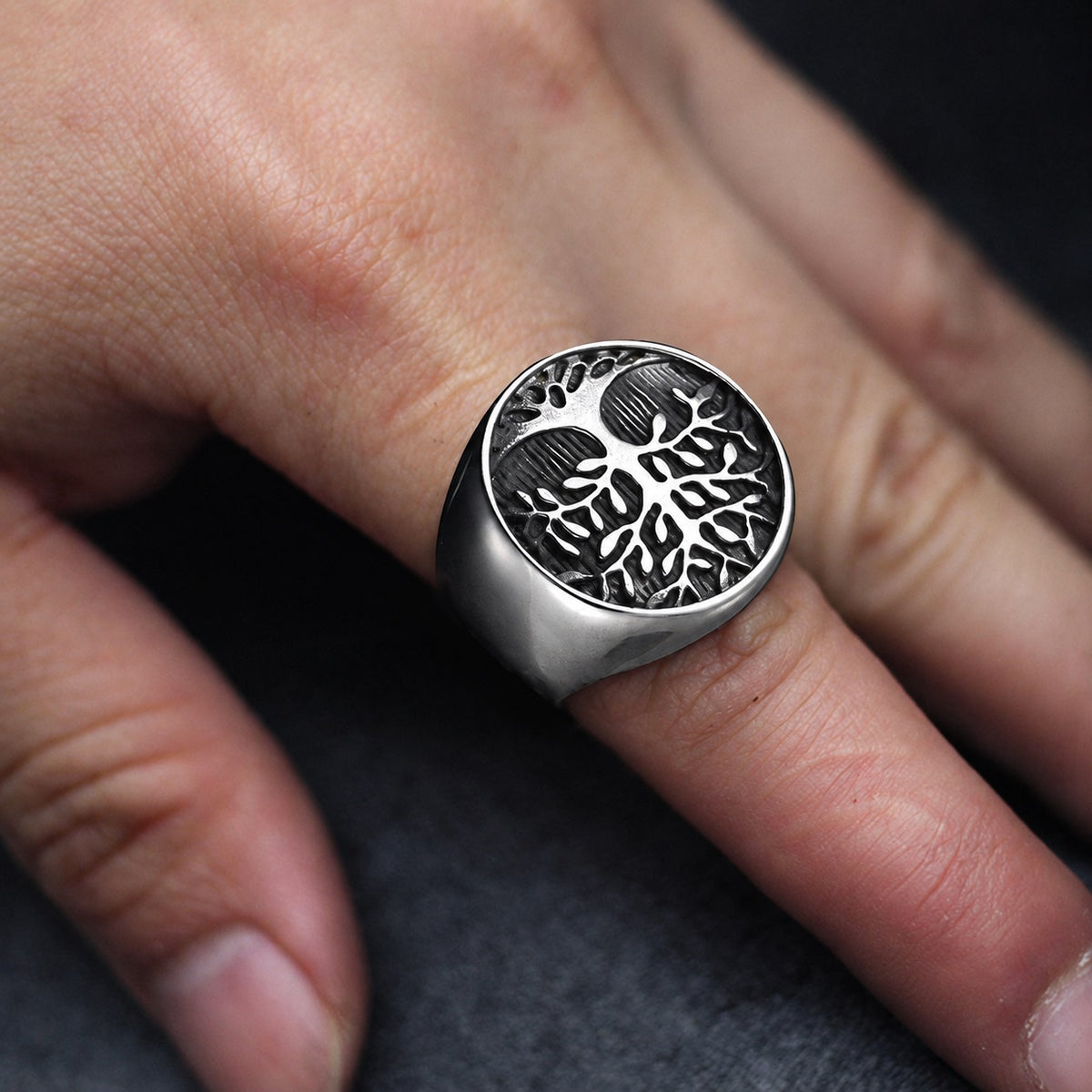 Tree Of Life Viking Ring in Stainless Steel