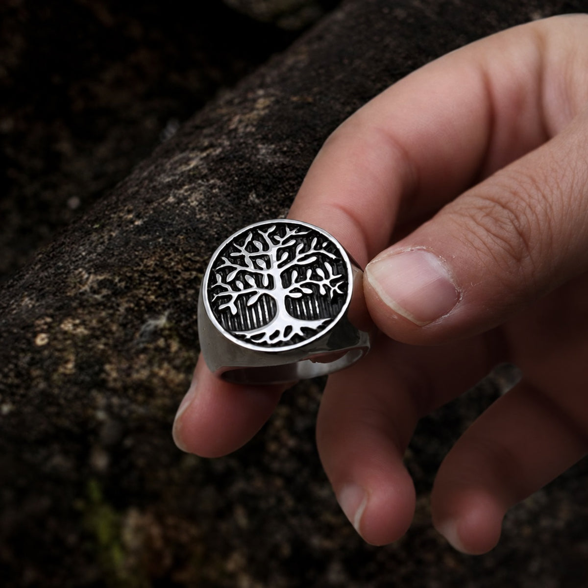 Tree Of Life Viking Ring in Stainless Steel