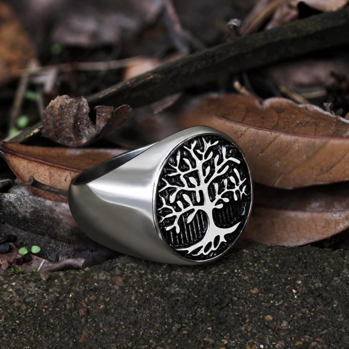 Tree Of Life Viking Ring in Stainless Steel