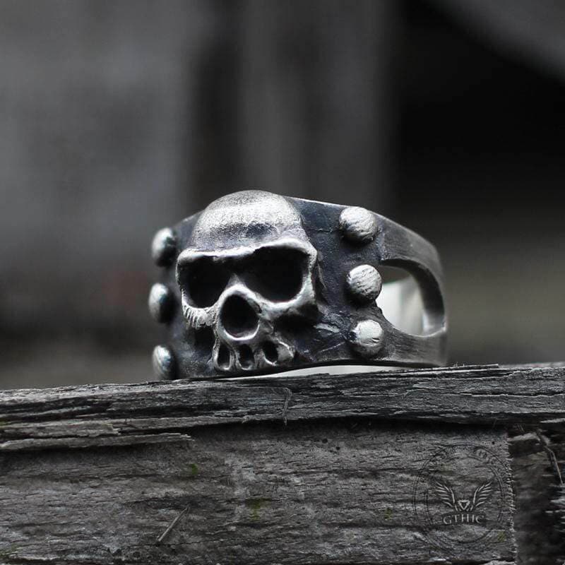 Vintage Punk Sterling Silver Skull Ring