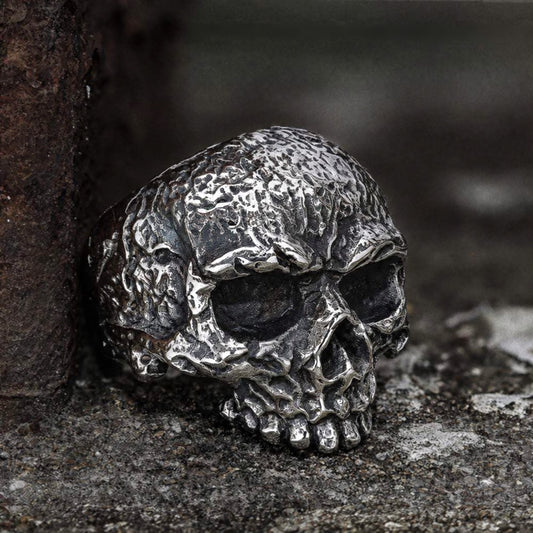 Vintage Rugged Skull Ring in Stainless Steel