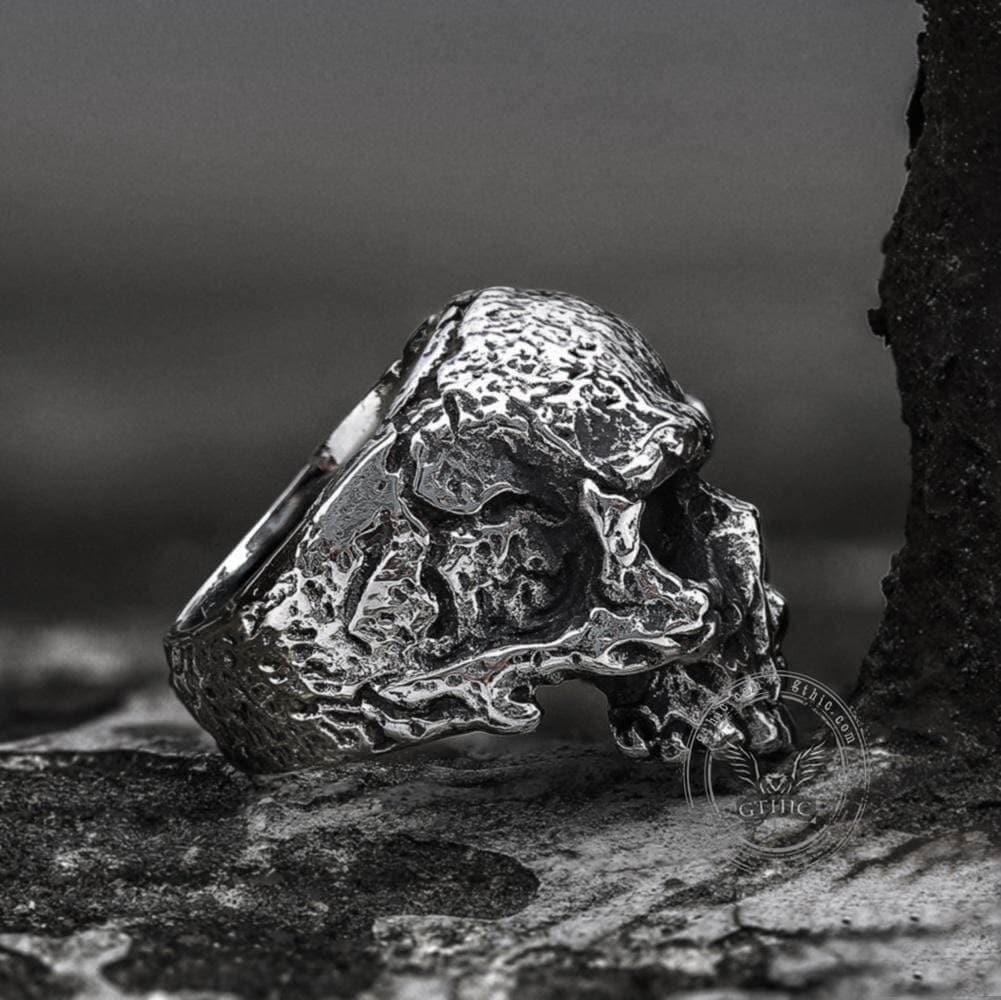 Vintage Rugged Stainless Steel Skull Ring