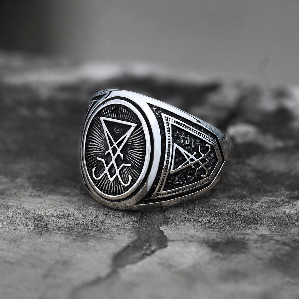 GTHIC Sigil Of Lucifer Ring in Stainless Steel