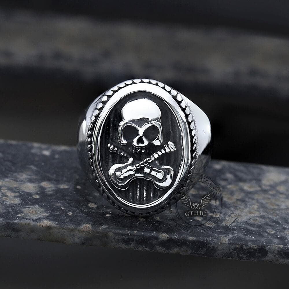 Guitar Skull Stainless Steel Ring
