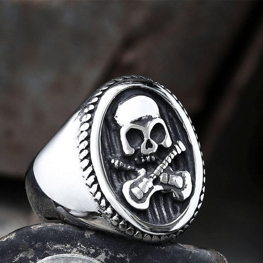 Guitar Skull Ring in Stainless Steel