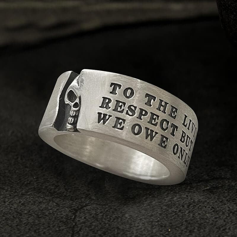 Half-Faced Skull Sterling Silver Ring