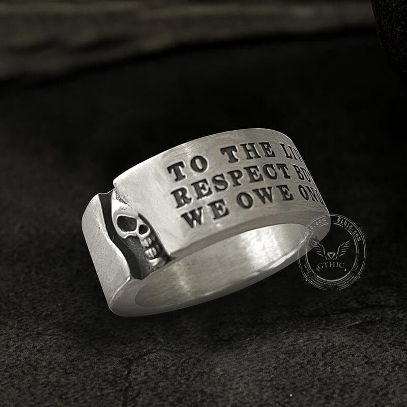 Half-Faced Skull Sterling Silver Ring