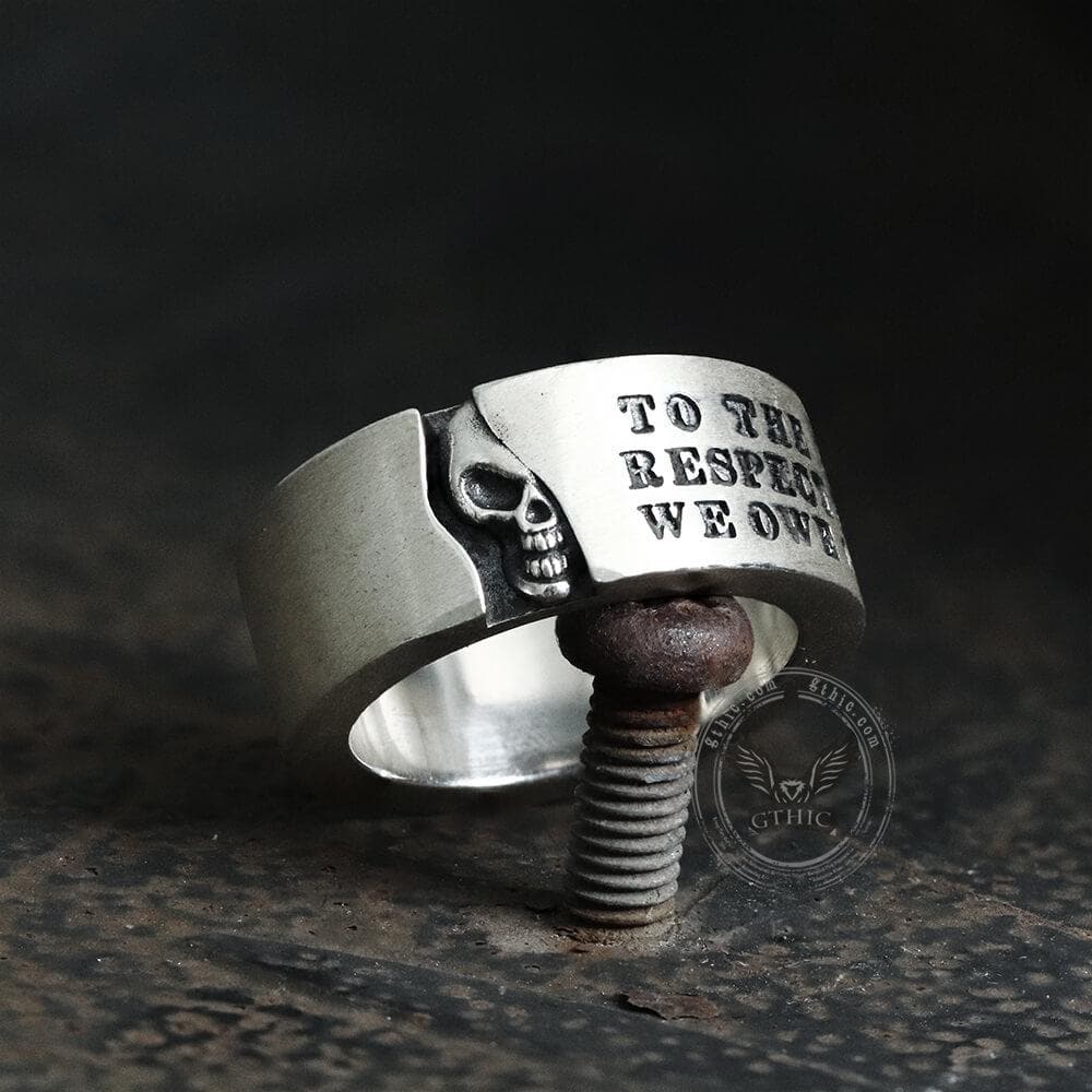 Half-Faced Skull Sterling Silver Ring