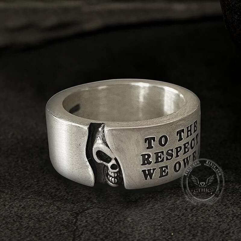 Half-Faced Skull Sterling Silver Ring