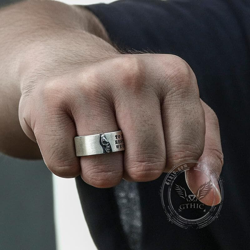 Half-Faced Skull Sterling Silver Ring