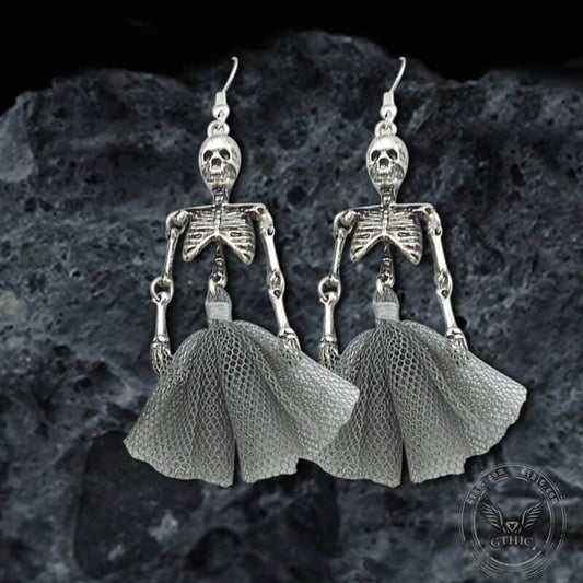 Halloween Joint Movable Dancing Skull Alloy Earrings