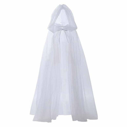 Halloween Witch Cosplay Mesh Long Hooded Cloak