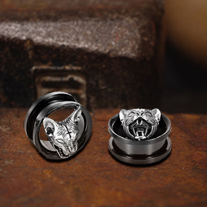 Hell Cat Cross Stainless Steel Ear Gauges
