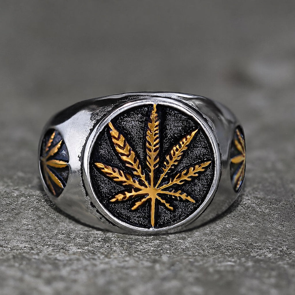 Hemp Leaf Ring in Stainless Steel