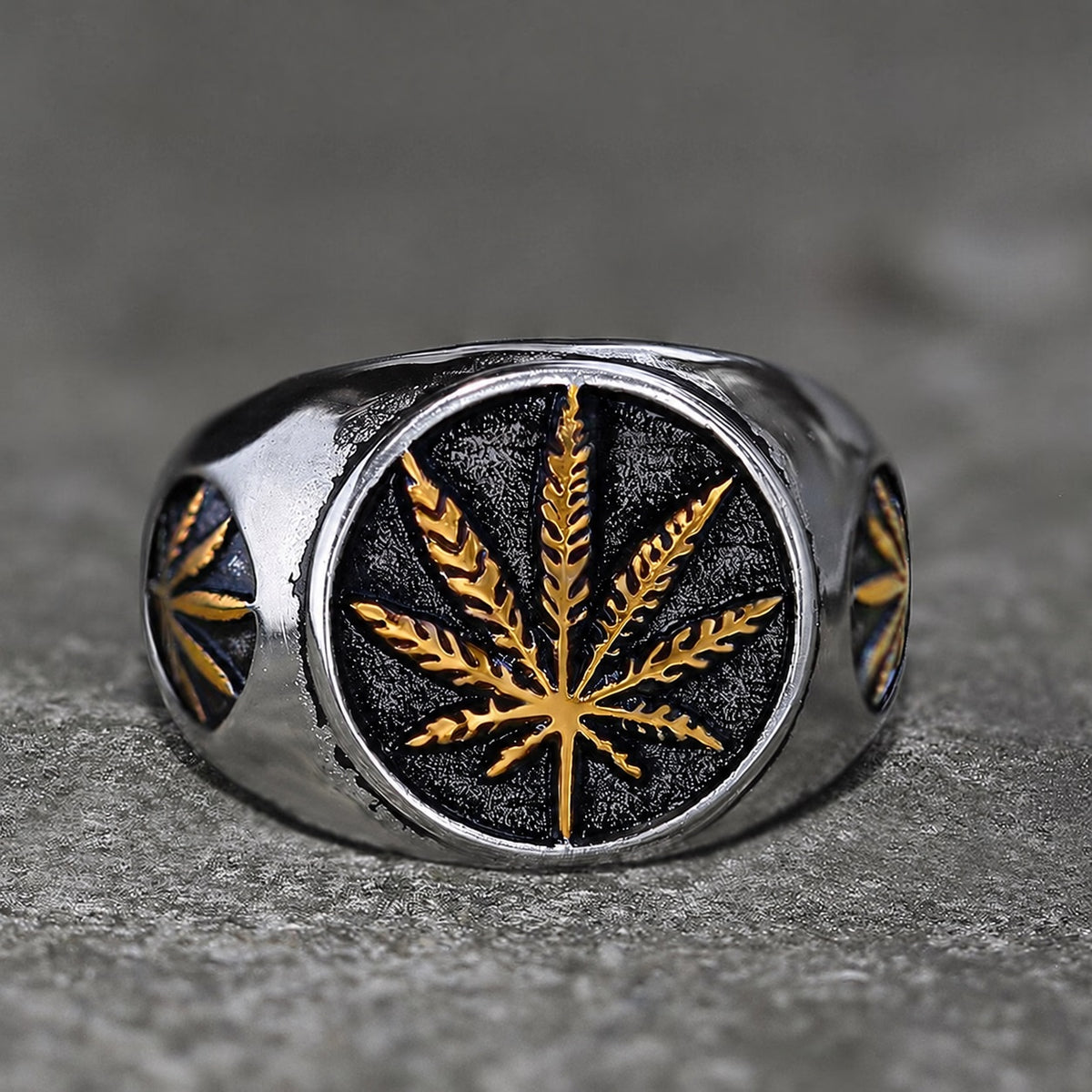 Hemp Leaf Ring in Stainless Steel