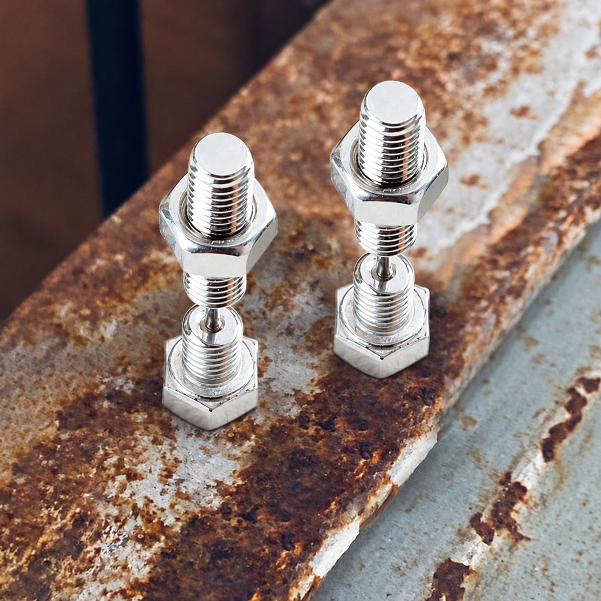 Hex Bolt Stainless Steel Screw Stud Earrings
